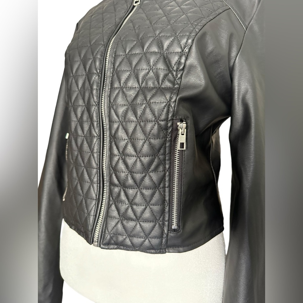 New Look Black Faux Leather Moto Jacket Junior Size M NWOT - Picture 7 of 10